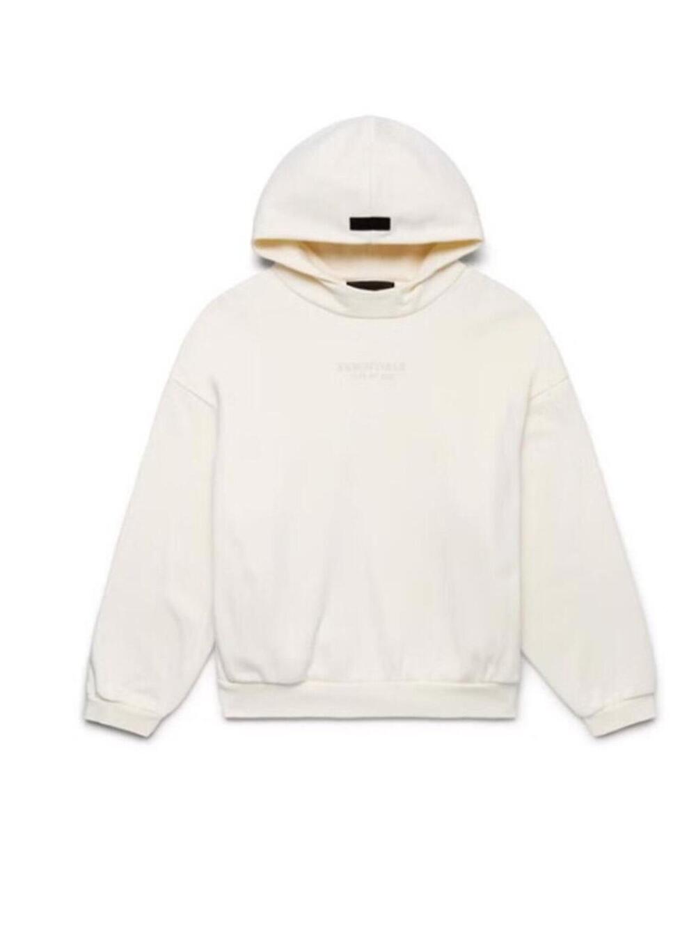 Fear of God Essentials Hoodie Cloud Dancer Cream White Tonal Logo Size Small